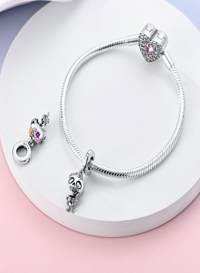 NARMO 925 Sterling Silver Charms for Pandora Bracelets Funny Dancing Skeleton Charm for Halloween - Image 2
